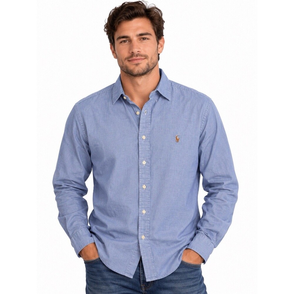 Polo Ralph Lauren Men’s Large Blue Oxford Button Down Shirt Long Sleeve Pony L